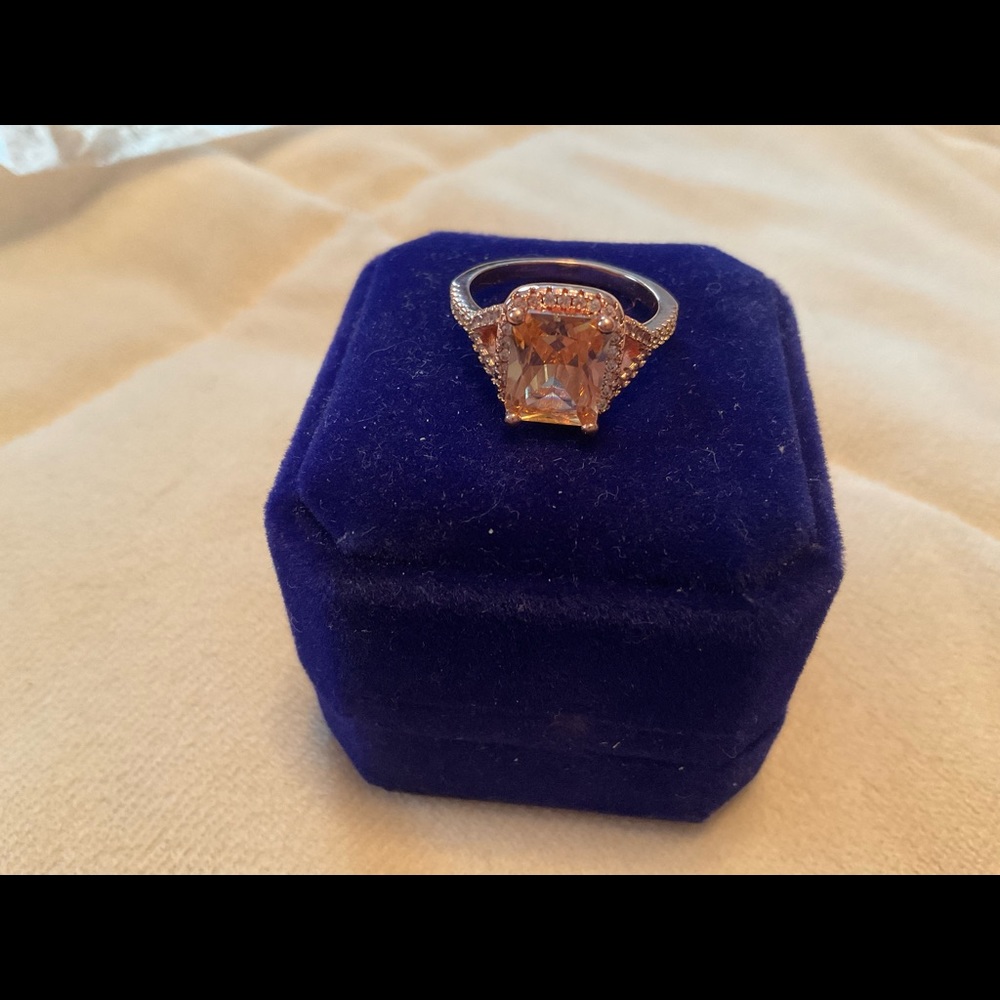 Rose Gold Plated Simulated Diamond and Morganite Ring